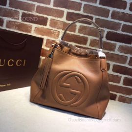 Gucci Soho Leather Tote Khaki 282309
