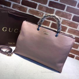Gucci Large Bamboo Shopper Leather Tote Bag Nude 323658