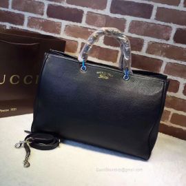 Gucci Large Bamboo Shopper Leather Tote Bag Black 323658