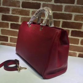 Gucci Large Bamboo Shopper Leather Tote Bag Dark Red 323658