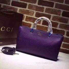 Gucci Large Bamboo Shopper Leather Tote Bag Dark Violet 323658