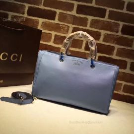 Gucci Large Bamboo Shopper Leather Tote Bag Light Blue 323658