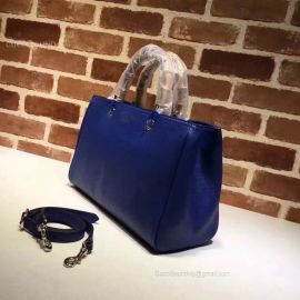 Gucci Large Bamboo Shopper Leather Tote Bag Dark Blue 323658