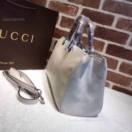 Gucci Large Bamboo Shopper Leather Tote Bag Pearl 323658