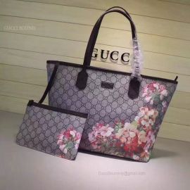 Gucci Blooms GG Supreme Shopping Bag Gray 405020