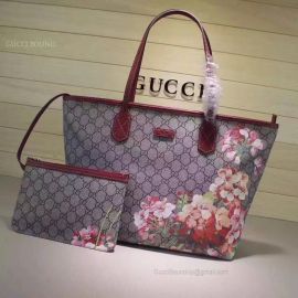 Gucci Blooms GG Supreme Shopping Bag Dark Red 405020