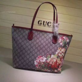 Gucci Blooms GG Supreme Shopping Bag Dark Red 405020