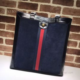 Gucci Ophidia Suede Large Tote Dark Blue 519335