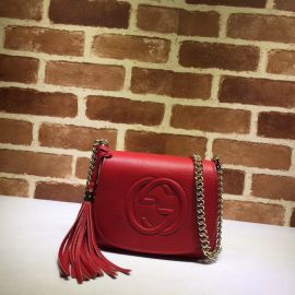 Gucci Soho Leather Chain Shoulder Bag Red 323190