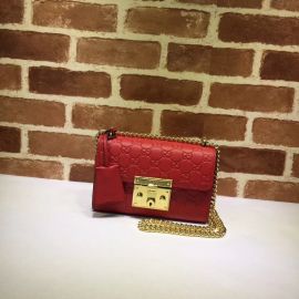 Gucci Padlock Small Gucci Signature Shoulder Bag Red 409487