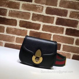 Gucci Leather Tiger Guccitotem Small Shoulder Bag Black 495663