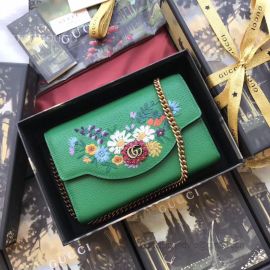 Gucci Embroidered Leather Mini Shoulder Bag Green 499314