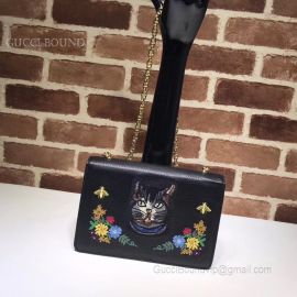 Gucci Embroidered Small Shoulder Bag Black 499617