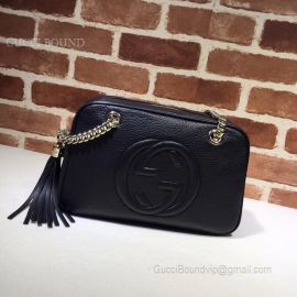 Gucci Women Soho Python Chain Shoulder Bag Black 308983