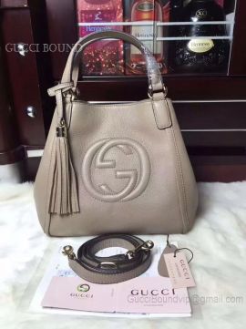 Gucci Shoulder With Crossbody Strap Tabasco Leather Satchel Gray 336751