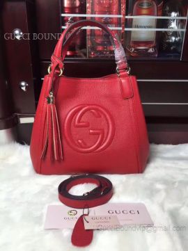 Gucci Shoulder With Crossbody Strap Tabasco Leather Satchel Red 336751