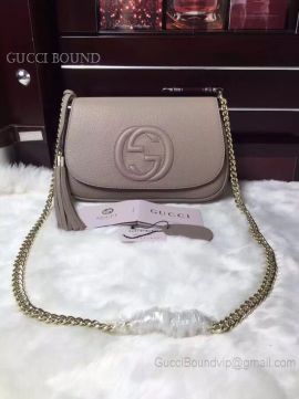 Gucci Soho Leather Chain Shoulder Bag Gray 336752