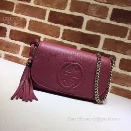 Gucci Soho Leather Chain Shoulder Bag Wine 336752