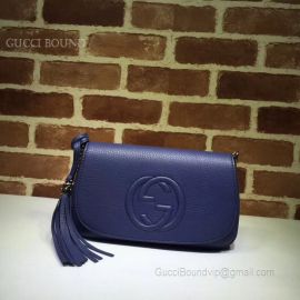 Gucci Soho Leather Chain Shoulder Bag Dark Blue 336752