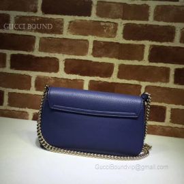 Gucci Soho Leather Chain Shoulder Bag Dark Blue 336752