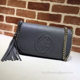 Gucci Soho Leather Chain Shoulder Bag Bluish Grey 336752