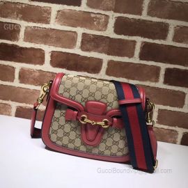 Gucci Lady Web Original GG Canvas Shoulder Bag Red 383848