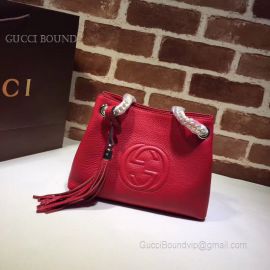 Gucci Soho Tassels 2Way Chain Strap Leather Shoulder Bag Red 387043