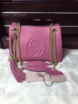 Gucci Soho Tassels 2Way Chain Strap Leather Shoulder Bag Lilac 387043