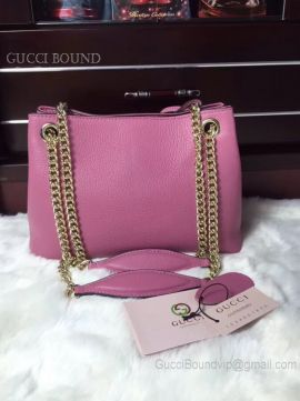 Gucci Soho Tassels 2Way Chain Strap Leather Shoulder Bag Lilac 387043