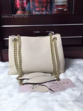 Gucci Soho Tassels 2Way Chain Strap Leather Shoulder Bag White 387043