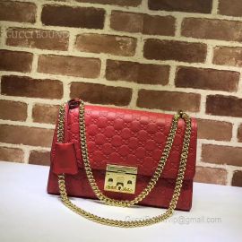 Gucci Padlock Medium GG Shoulder Bag Red 409486