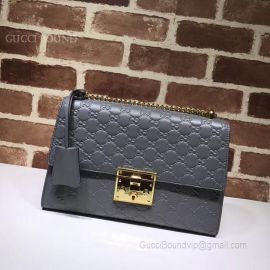 Gucci Padlock Medium GG Shoulder Bag Gray 409486