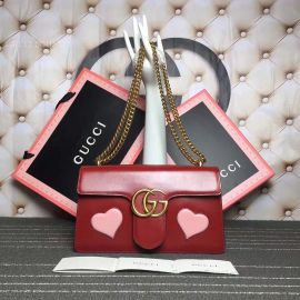 Gucci GG Marmont Leather Medium Shoulder Bag Red 431777