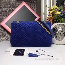 Gucci GG Marmont Embroidered Velvet Bag Dark Blue 443496