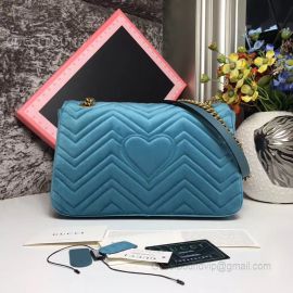 Gucci GG Marmont Embroidered Velvet Bag Cyan 443496