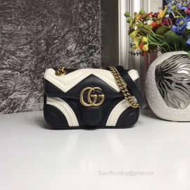 Gucci GG Marmont Mini Matelasse Shoulder Bag Black And White 446744