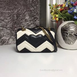 Gucci GG Marmont Mini Matelasse Shoulder Bag Black And White 446744