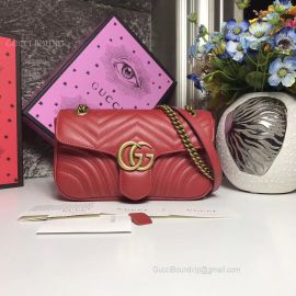 Gucci GG Marmont Small Matelasse Shoulder Red Bag 443497