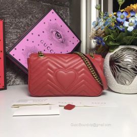 Gucci GG Marmont Small Matelasse Shoulder Red Bag 443497