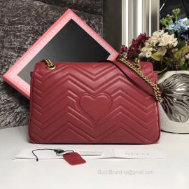 Gucci GG Marmont Medium Matelasse Red Shoulder Bag 443496