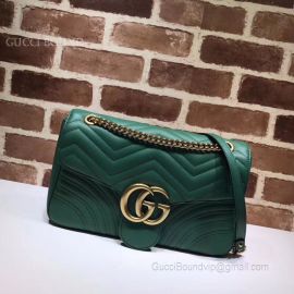 Gucci GG Marmont Medium Matelasse Shoulder Green Bag 443496