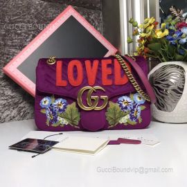 Gucci GG Marmont Medium Velvet Bag Purple 443496
