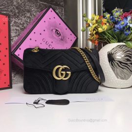 Gucci GG Marmont Small Velvet Shoulder Black Bag 443497