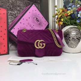 Gucci GG Marmont Small Velvet Shoulder Purple Bag 443497