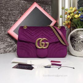 Gucci GG Marmont Medium Velvet Purple Shoulder Bag 443496