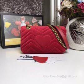 Gucci GG Marmont Mini Velvet Shoulder Bag Red 446744