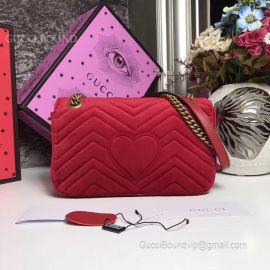Gucci GG Marmont Velvet Shoulder Bag Dark Red 443497