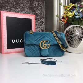 Gucci GG Marmont Mini Velvet Shoulder Bag Blue 446744