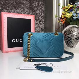 Gucci GG Marmont Mini Velvet Shoulder Bag Blue 446744