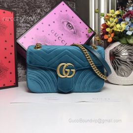 Gucci GG Marmont Velvet Shoulder Bag Cyan 443497
